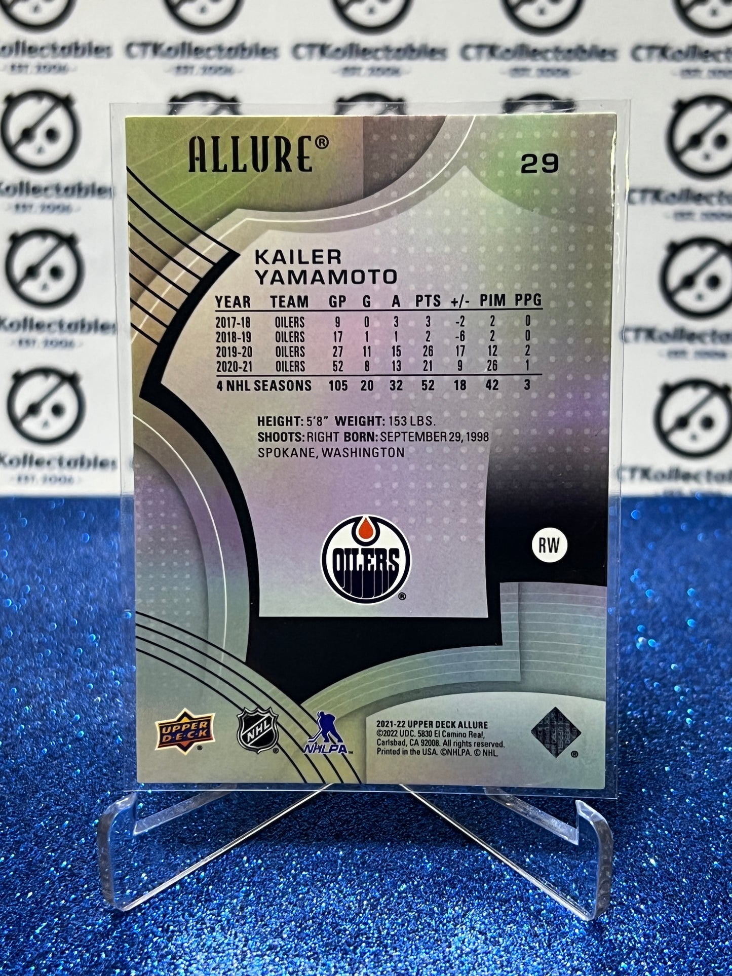 2021-22 UPPER DECK ALLURE KAILER YAMAMOTO # 29  EDMONTON OILERS HOCKEY CARD