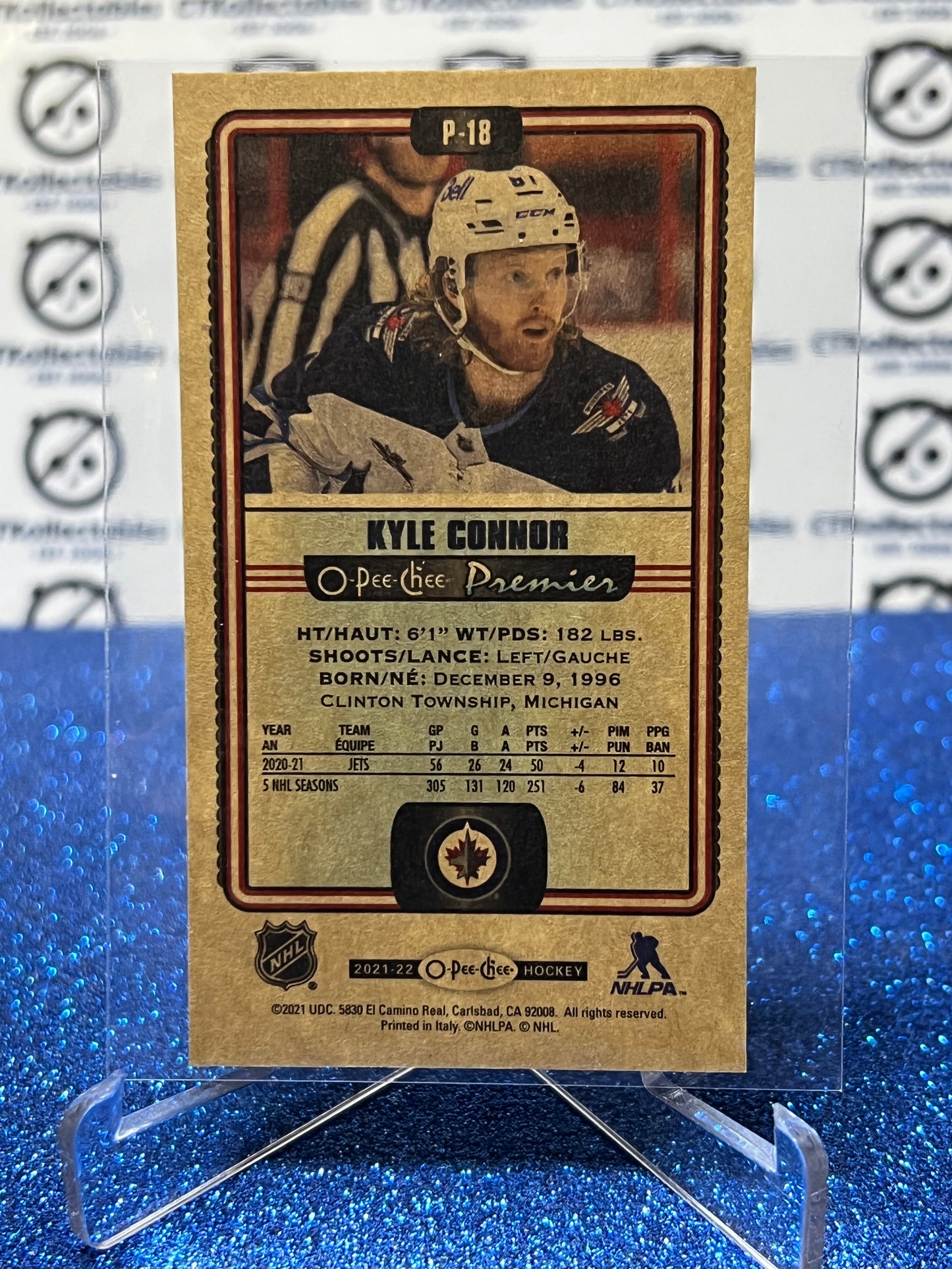 2021-22 O-PEE-CHEE PREMIER KYLE CONNOR # P-18 TALLBOYS WINNIPEG JETS HOCKEY CARD