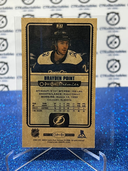 2021-22 O-PEE-CHEE PREMIER BRAYDEN POINT # P-17  TALLBOYS TAMPA BAY LIGHTNING HOCKEY CARD