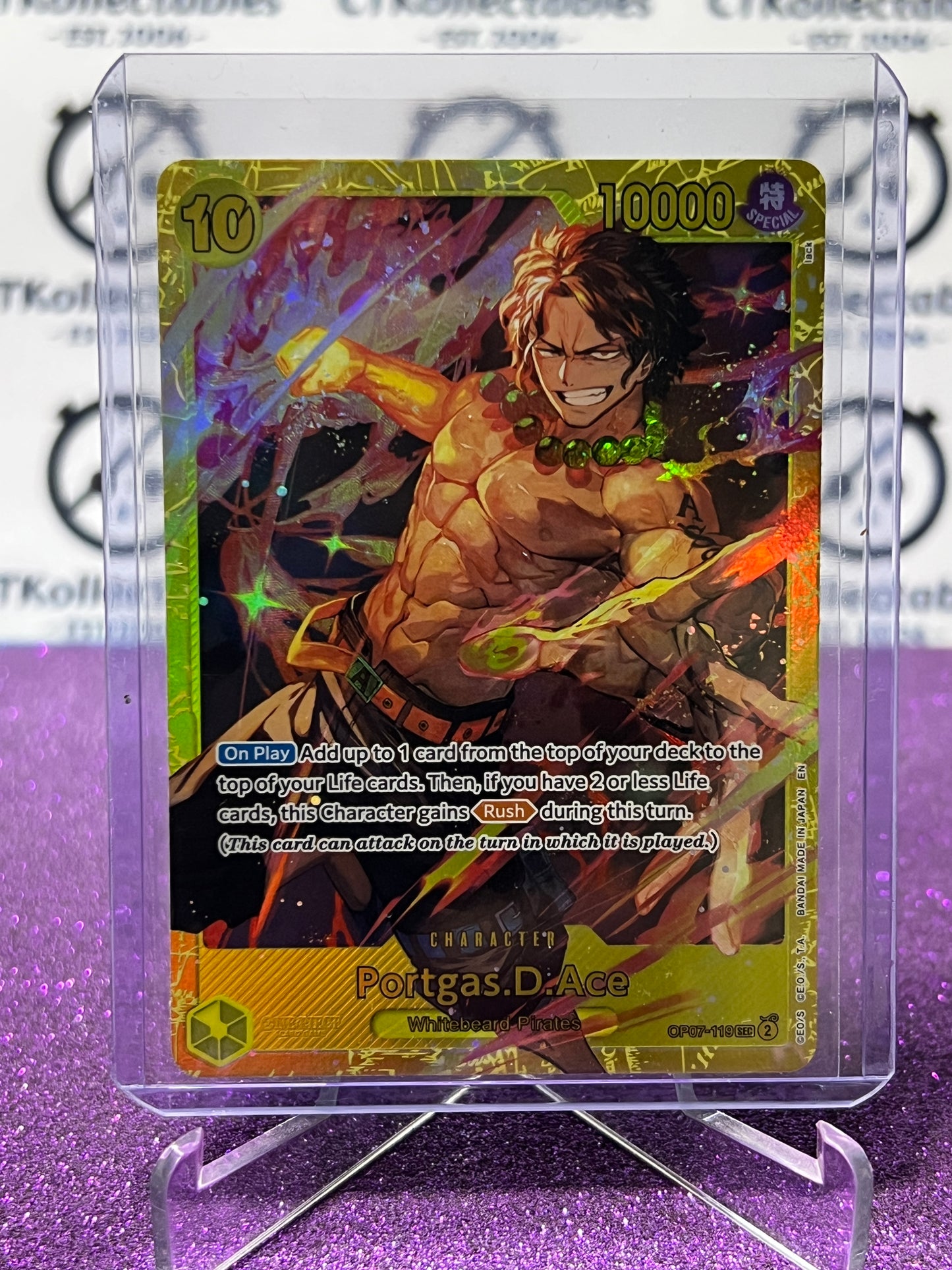 2025 ONE PIECE THE BEST V2 PORTGAS.D.ACE # OP07-119 SEC FOIL ENGLISH TRADING GAME CARD