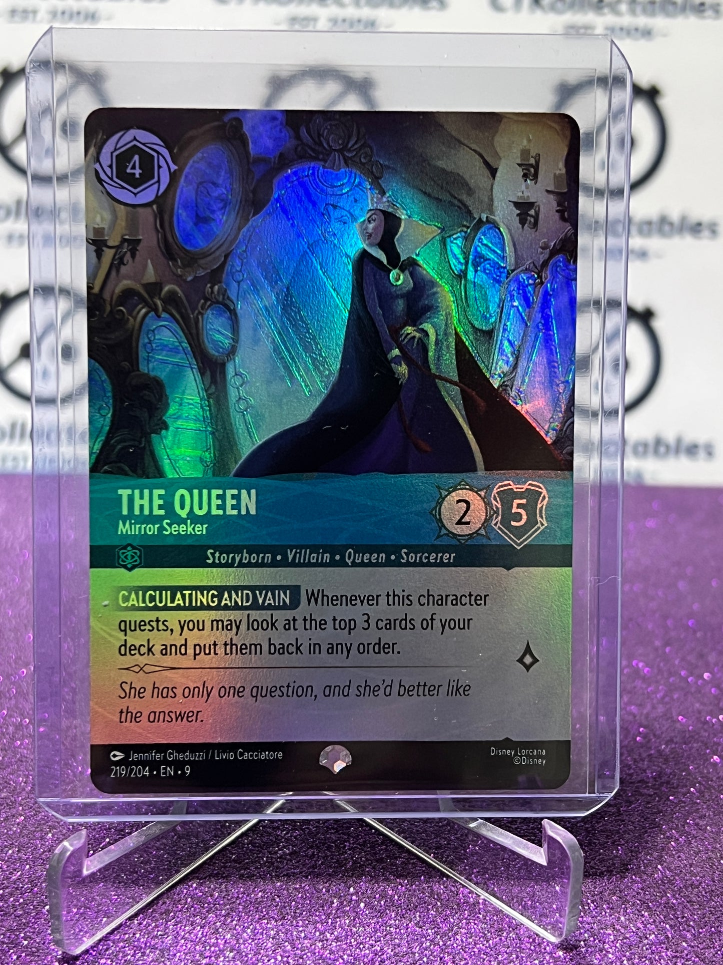 2025 DISNEY LORCANA FABLED THE QUEEN  219/204 SUPER RARE COLD FOIL GAME CARD