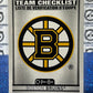 2021-22 O-PEE-CHEE TEAM CHECKLIST # 553 BOSTON BRUINS HOCKEY CARD