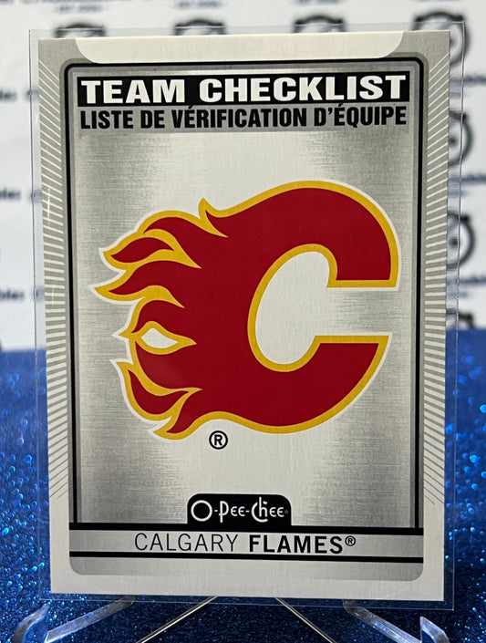 2021-22 O-PEE-CHEE TEAM CHECKLIST # 555 CALGARY FLAMES HOCKEY CARD