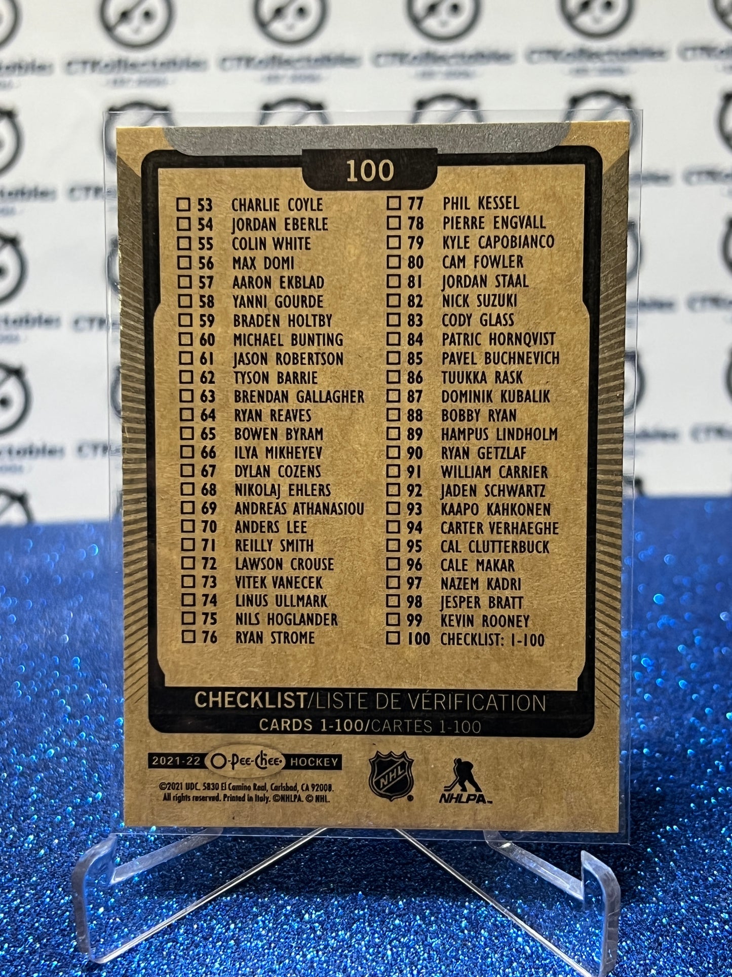 2021-22 O-PEE-CHEE TEAM CHECKLIST # 100  NHL HOCKEY CARD