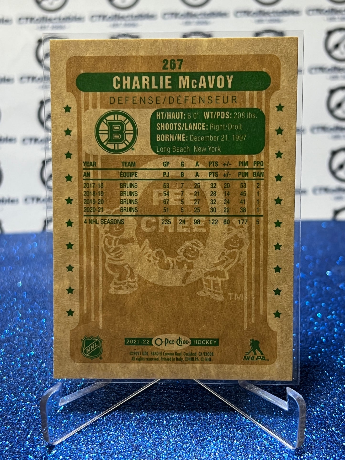 2021-22 O-PEE-CHEE CHARLIE McAVOY # 267 RETRO BOSTON BRUINS NHL HOCKEY CARD