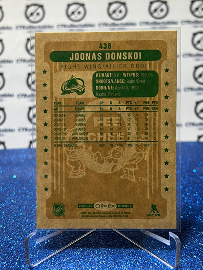 2021-22 O-PEE-CHEE JOONAS DONSKOI # 438 RETRO COLORADO AVALANCHE  NHL HOCKEY CARD
