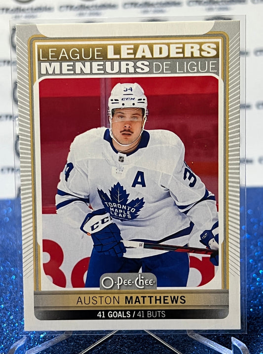 2021-22 O-PEE-CHEE AUSTON MATTHEWS # 582 LEAGUE LEADERS TORONTO MAPLE LEAFS NHL HOCKEY CARD