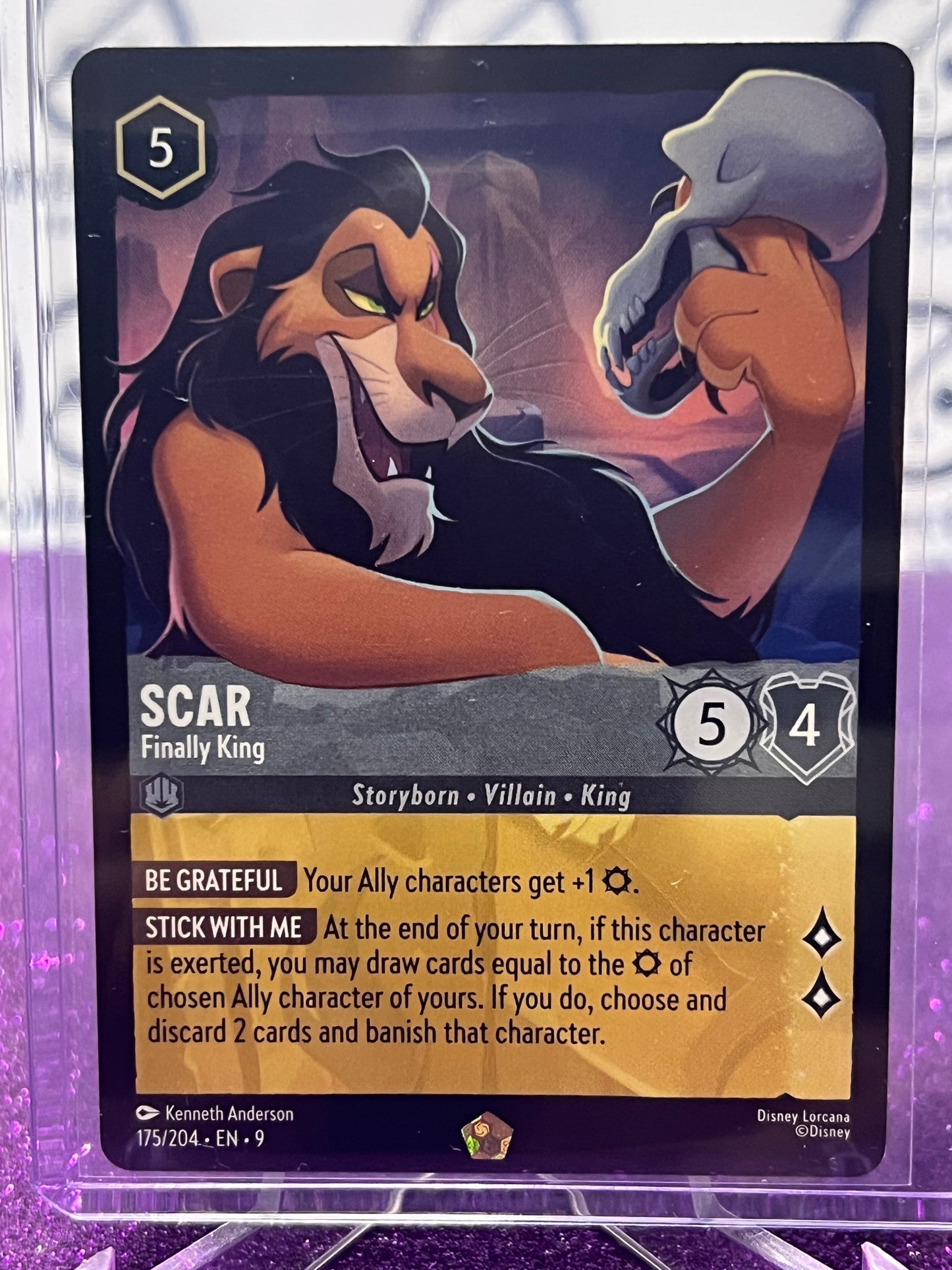 2025 DISNEY LORCANA FABLED SCAR 175/204 LEGENDARY EMBOSSED NON-FOIL GAME CARD