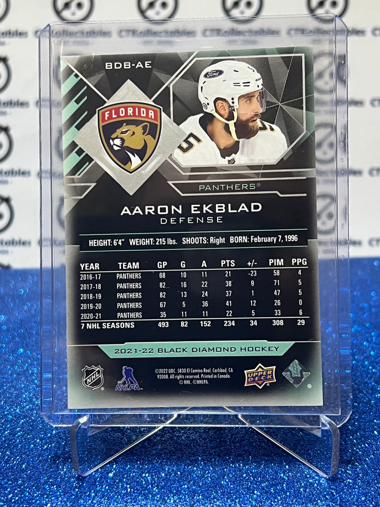 2021-22 UPPER DECK BLACK DIAMOND 120/349 AARON EKBLAD # BDB-AE FLORIDA PANTHERS HOCKEY CARD