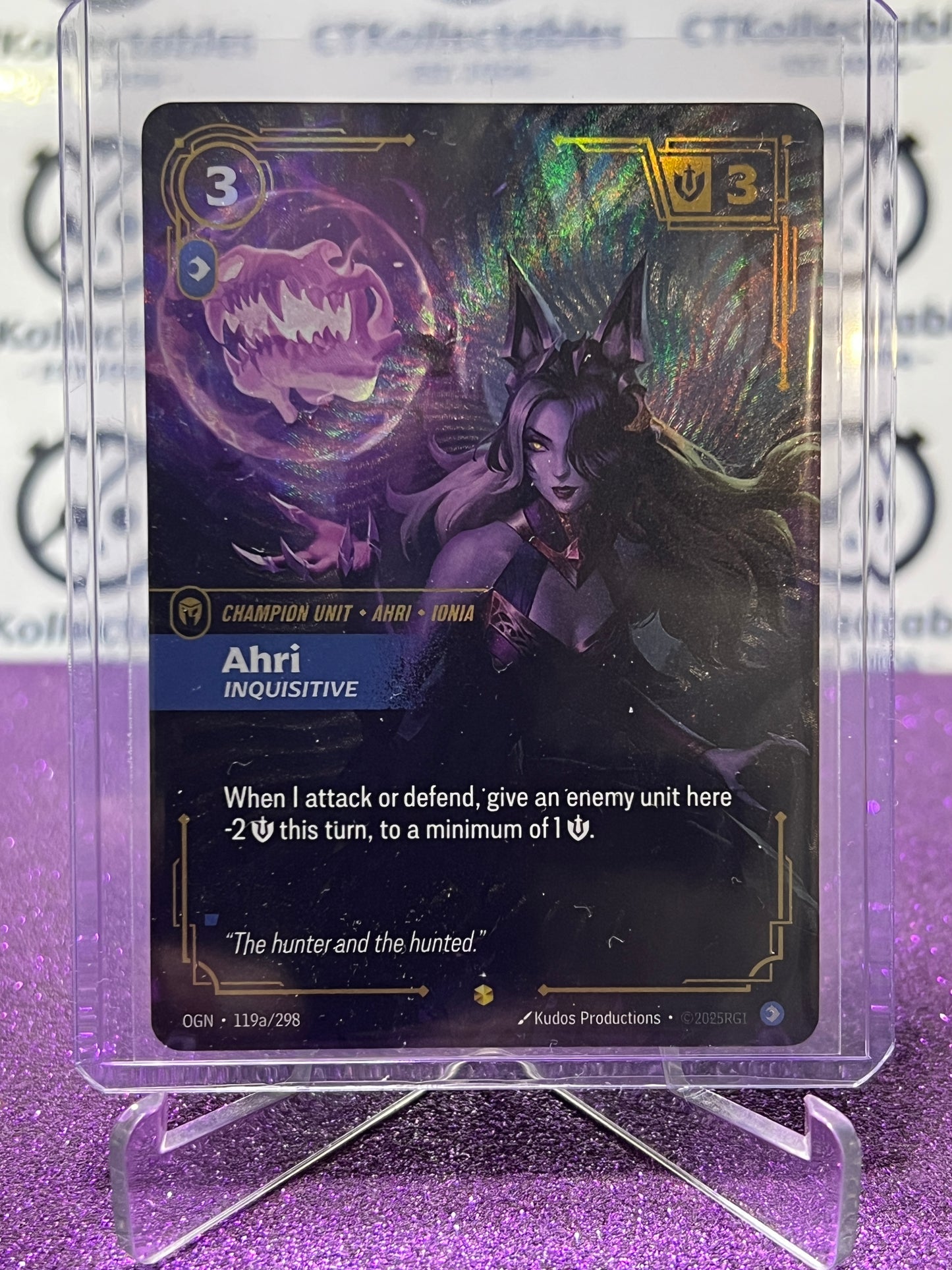 2025 RIFTBOUND LEAGUE OF LEGENDS AHRI # 199a/298 FOIL TRADING GAME CARD