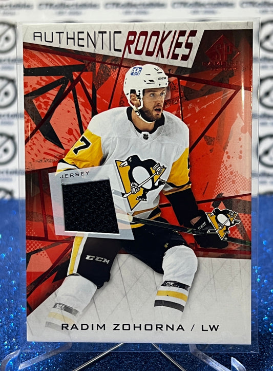2021-22 UPPER DECK SP RADIM ZOHORNA # 168 AUTHENTIC ROOKIE PATCH RED PITTSBURGH PENGUINS NHL HOCKEY TRADING CARD
