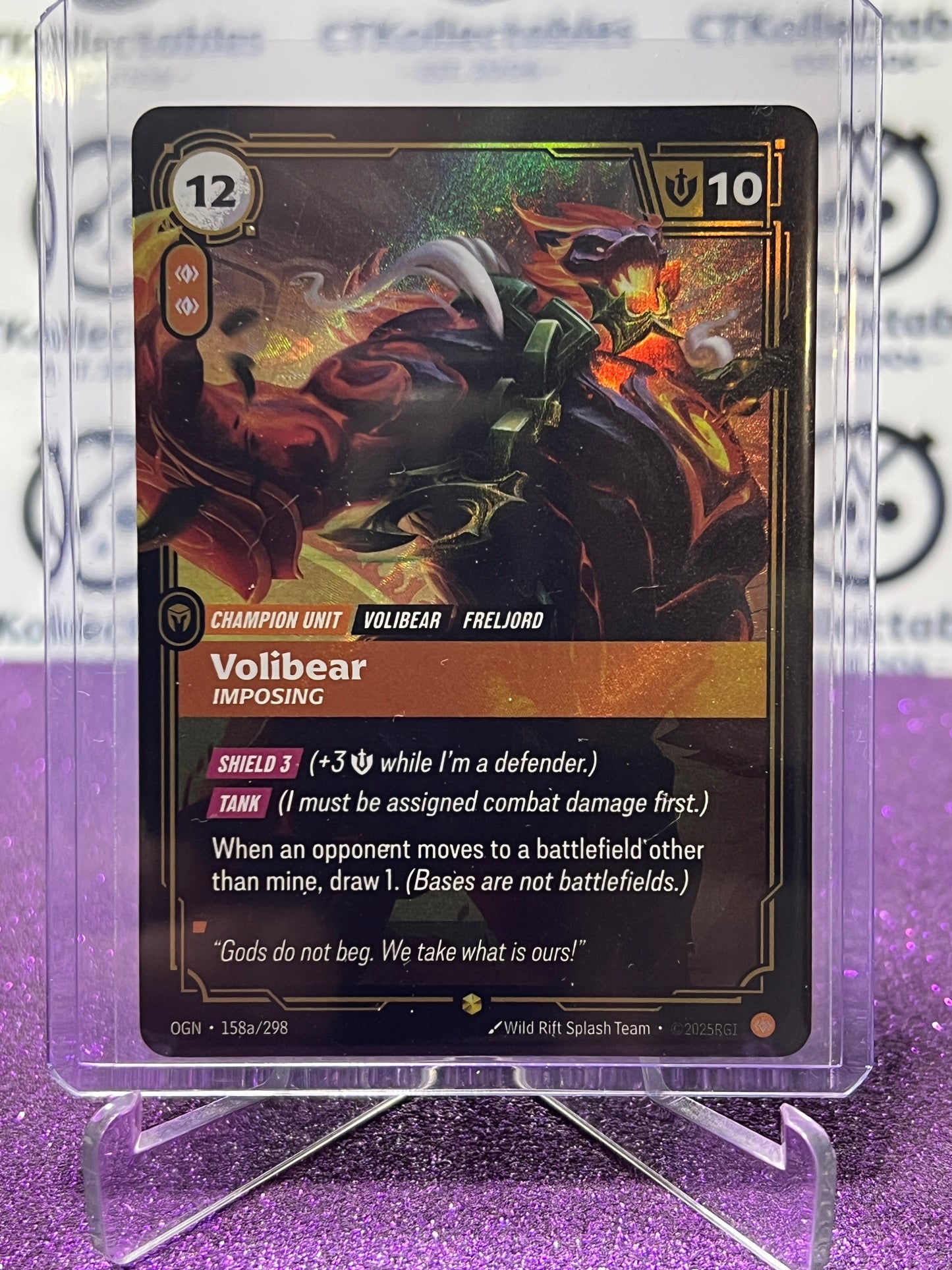 2025 RIFTBOUND LEAGUE OF LEGENDS VOLIBEAR # 158a/298 FOIL TRADING GAME CARD