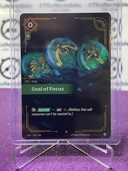 2025 RIFTBOUND LEAGUE OF LEGENDS SEAL OF FOCUS # 081/298 EPIC FOIL TRADING GAME CARD
