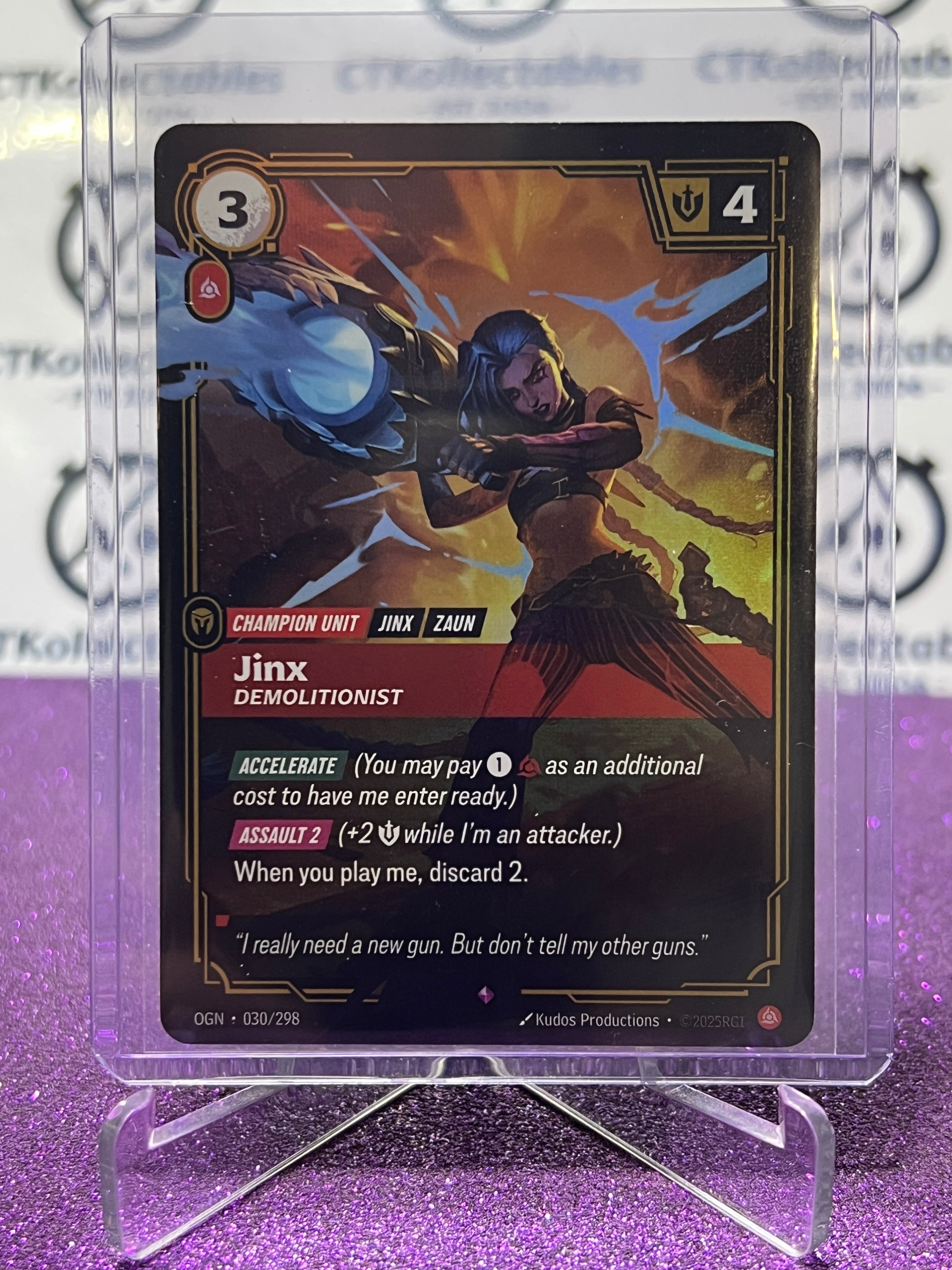 2025 RIFTBOUND LEAGUE OF LEGENDS JINX # 030 /298 RARE FOIL TRADING GAM ...