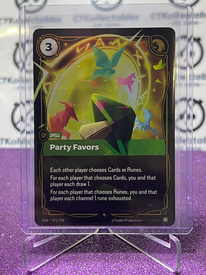 2025 RIFTBOUND LEAGUE OF LEGENDS PARTY FAVORS # 071 /298 RARE FOIL TRADING GAME CARD