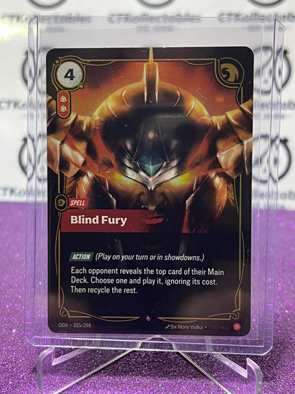 2025 RIFTBOUND LEAGUE OF LEGENDS BLIND FURY # 025/298 RARE FOIL TRADING GAME CARD