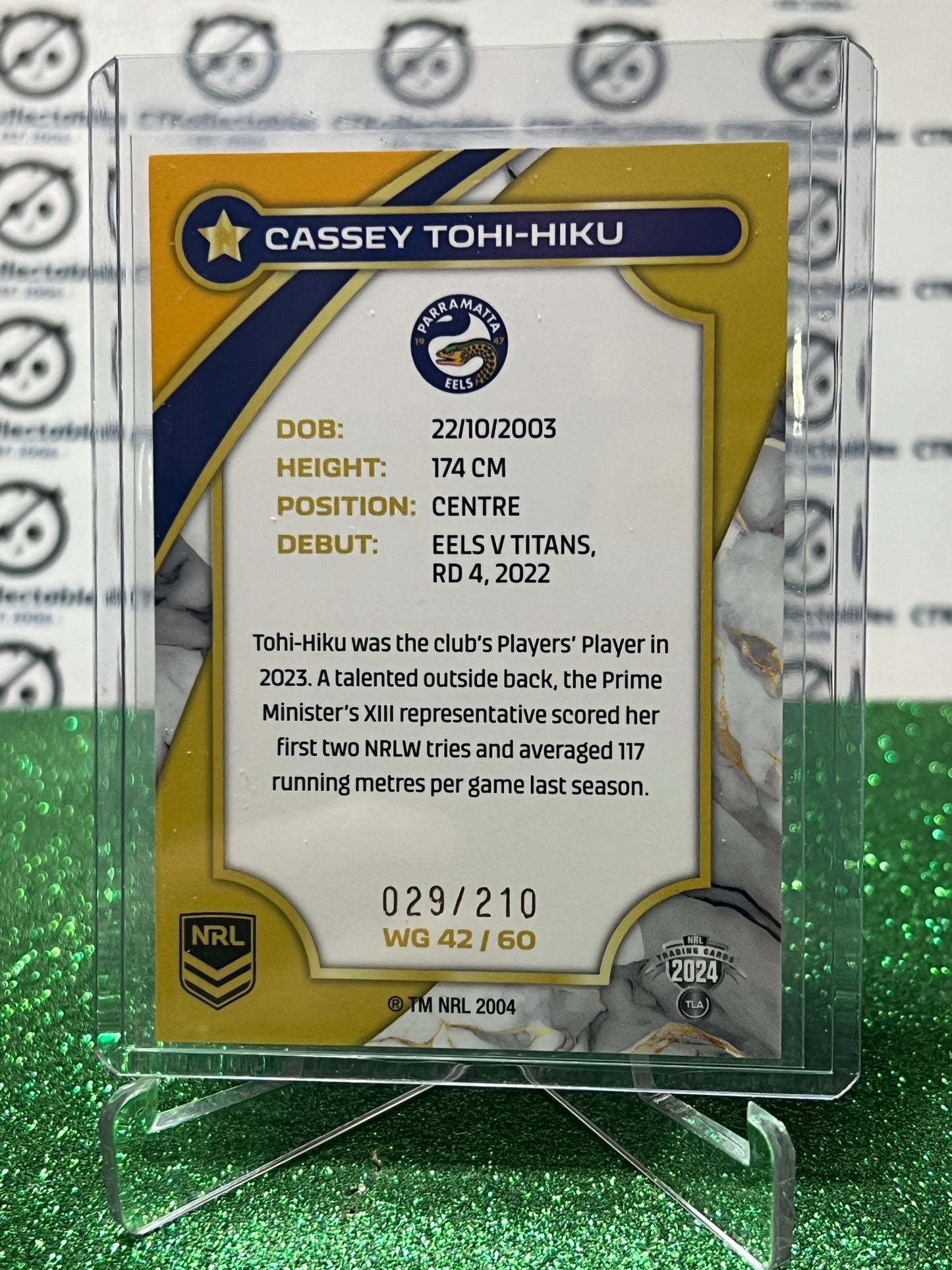 2024 NRL TRADERS CASSEY TOHI-HIKU # WG 42/60 TITANIUM GOLD SPECIAL PARRAMATTA EELS # 029/210