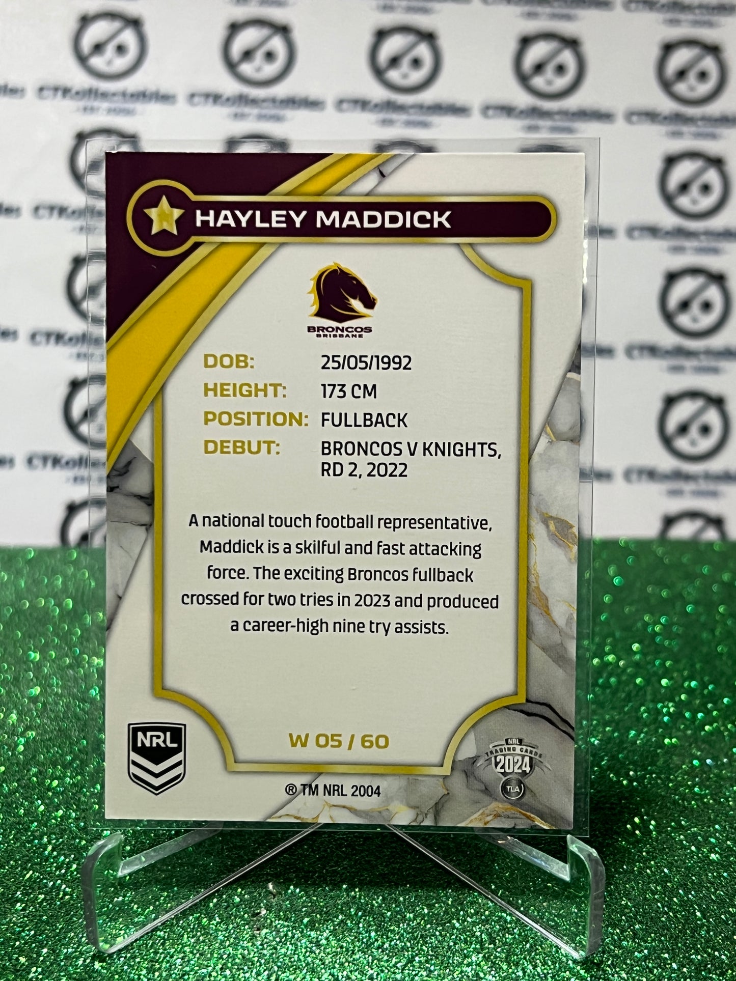 2024 NRL TRADERS TITANIUM HAYLEY MADDICK # W 05/60  BRISBANE BRONCOS