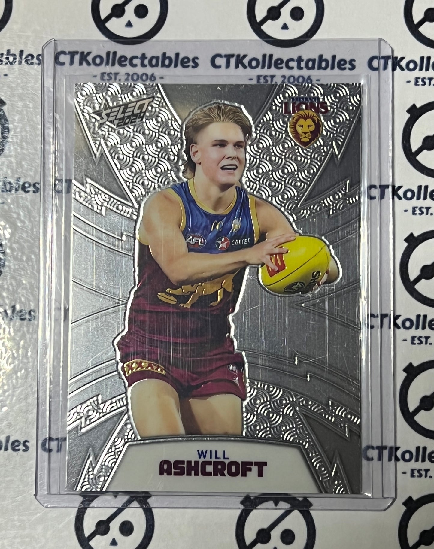 2024 AFL SELECT FOOTY STARS WILL ASHCROFT # LTR12 LUMINOUS /299 THUNDERBOLT REFRACTOR BRISBANE LIONS