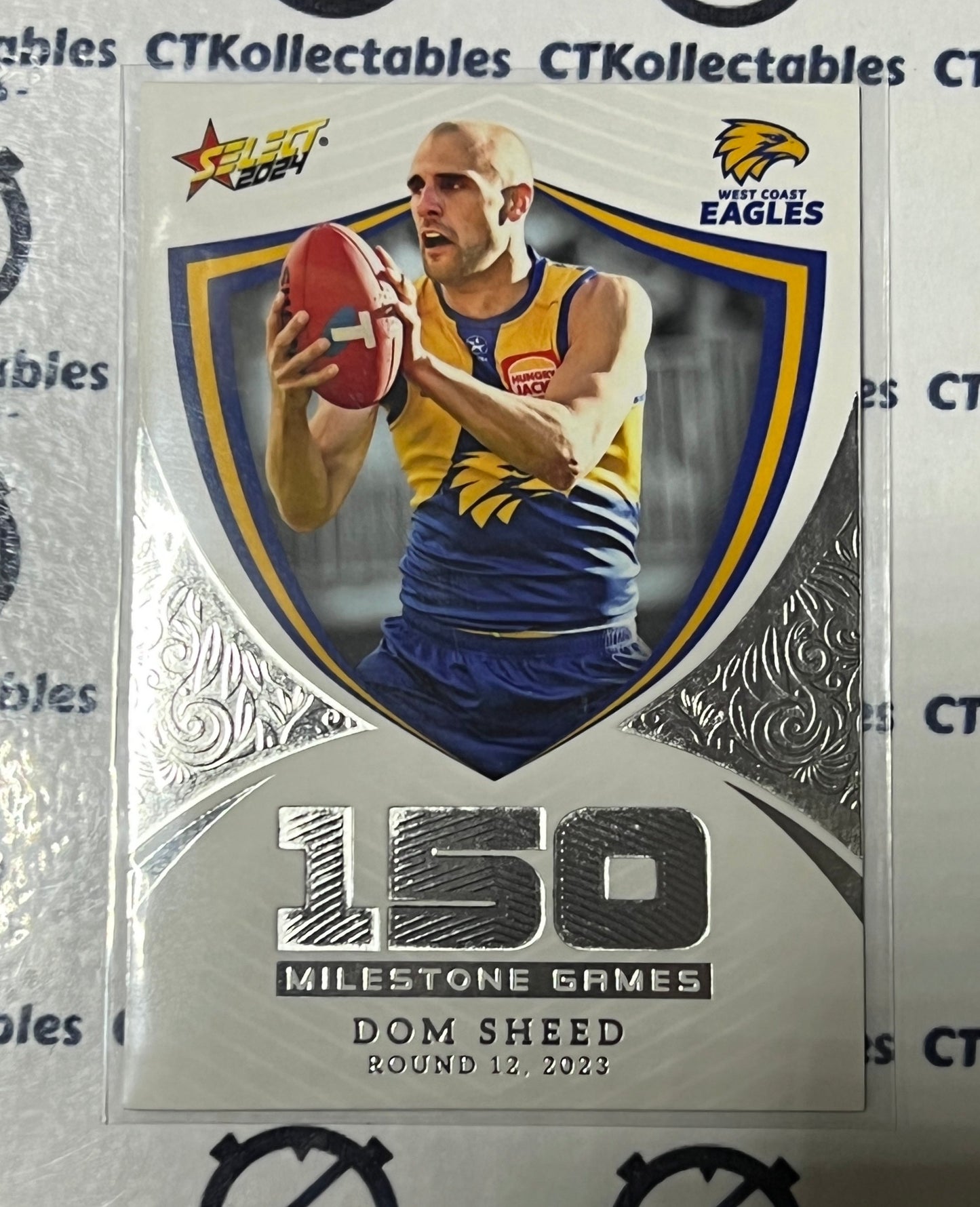 2024 AFL SELECT FOOTY STARS DOM SHEED # MG98 MILESTONE 150 WEST COAST EAGLES