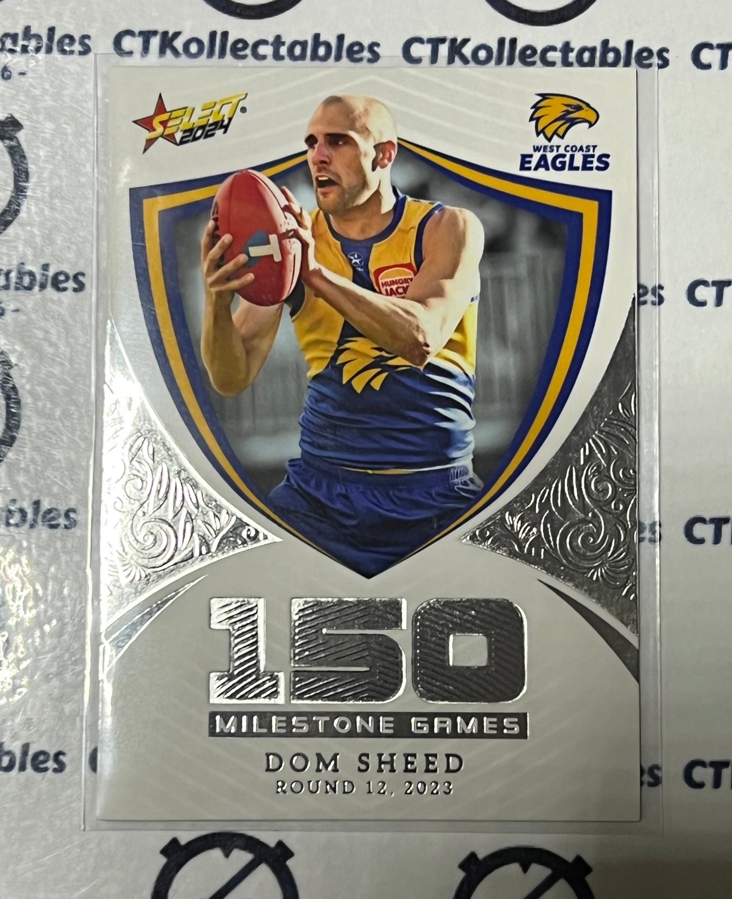 2024 AFL SELECT FOOTY STARS DOM SHEED # MG98 MILESTONE 150 WEST COAST EAGLES