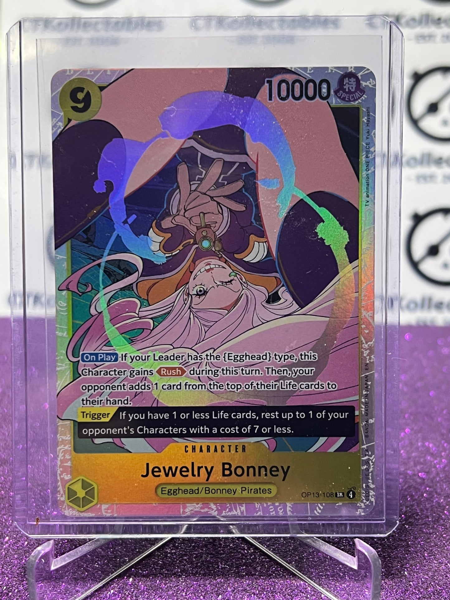 2025 ONE PIECE CARRYING ON HIS WILL JEWELRY BONNEY # OP13-108 SR FOIL ENGLISH TRADING GAME CARD