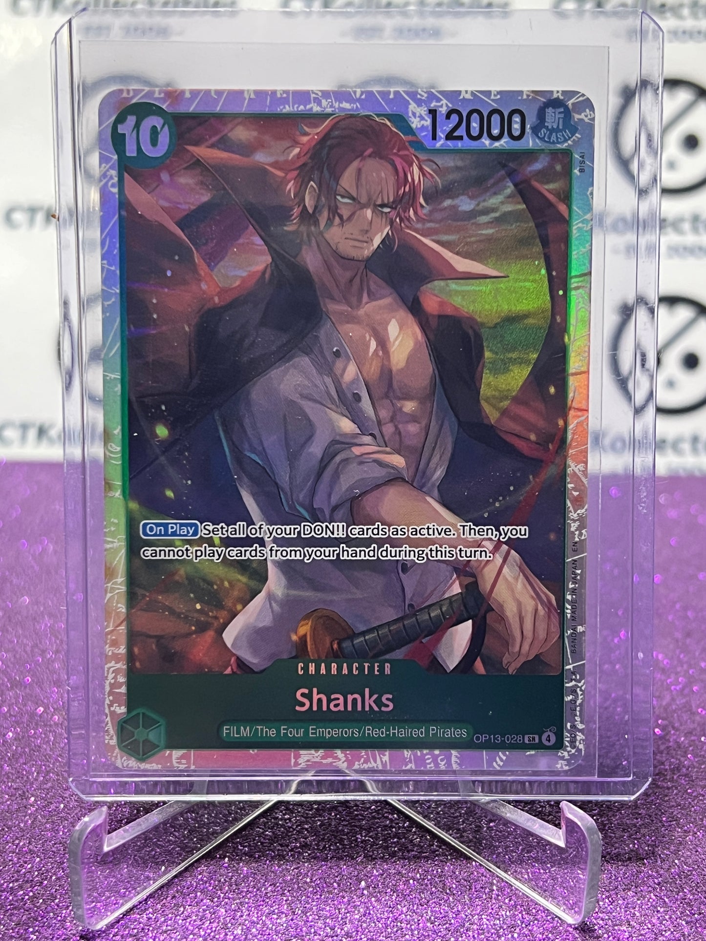 2025 ONE PIECE CARRYING ON HIS WILL SHANKS # OP13-028 SR FOIL ENGLISH TRADING GAME CARD