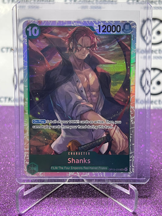 2025 ONE PIECE CARRYING ON HIS WILL SHANKS # OP13-028 SR FOIL ENGLISH TRADING GAME CARD