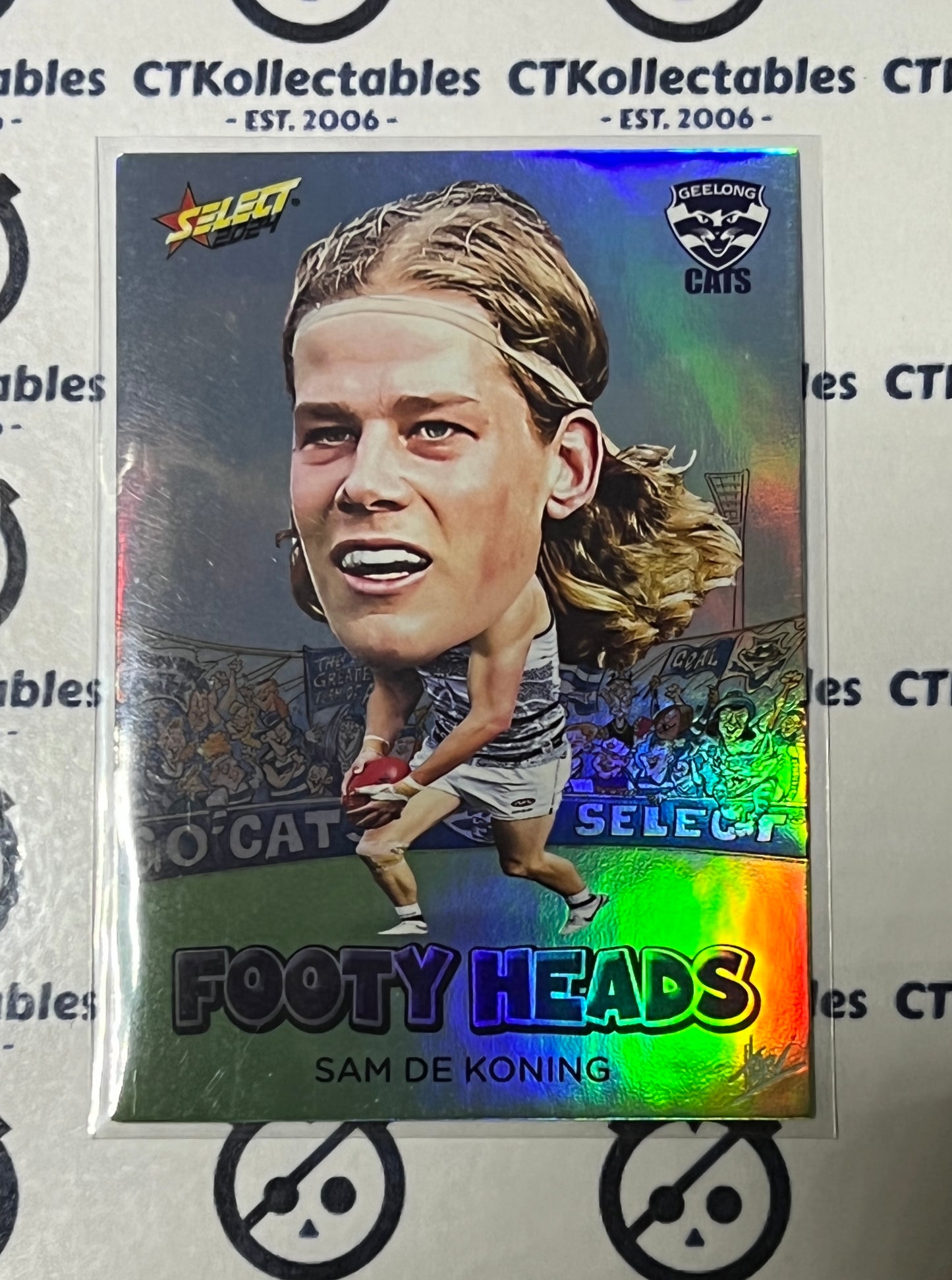 2024 AFL SELECT FOOTY STARS SAM DE KONING # FH32 FOOTY HEADS GEELONG CATS