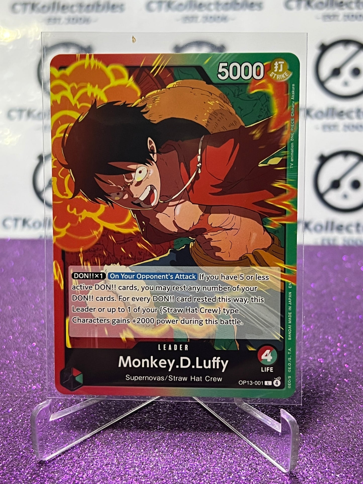 2025 ONE PIECE CARRYING ON HIS WILL MONKEY.D.LUFFY # OP13-001 L NON-FOIL ENGLISH TRADING GAME CARD