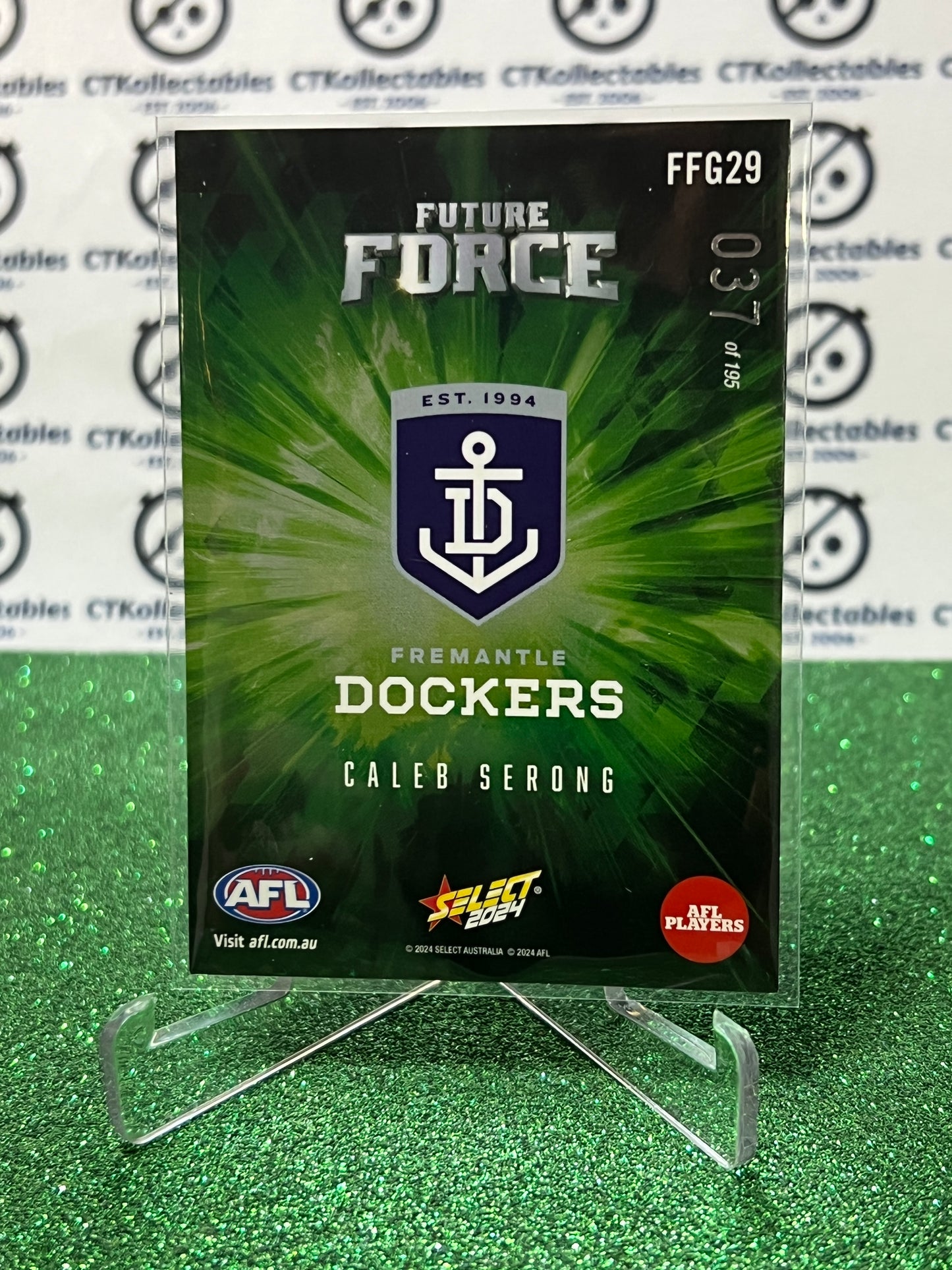 2024 AFL SELECT FOOTY STARS CALEB SERONG # FFG29 FUTURE FORCE 037 FREMANTLE DOCKERS