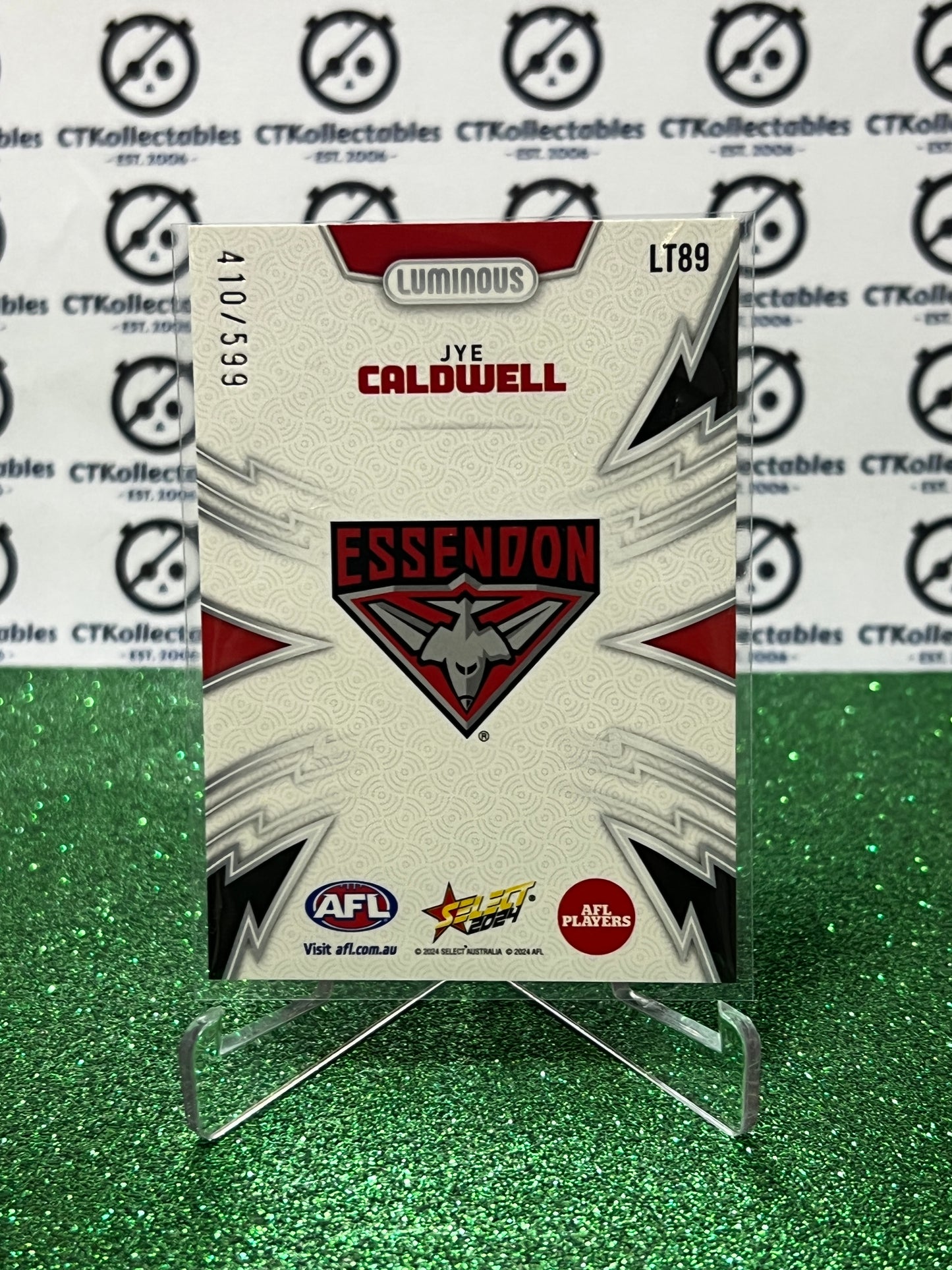 2024 AFL SELECT FOOTY STARS JYE CALDWELL # LT89 LUMINOUS /599 ESSENDON BOMBERS