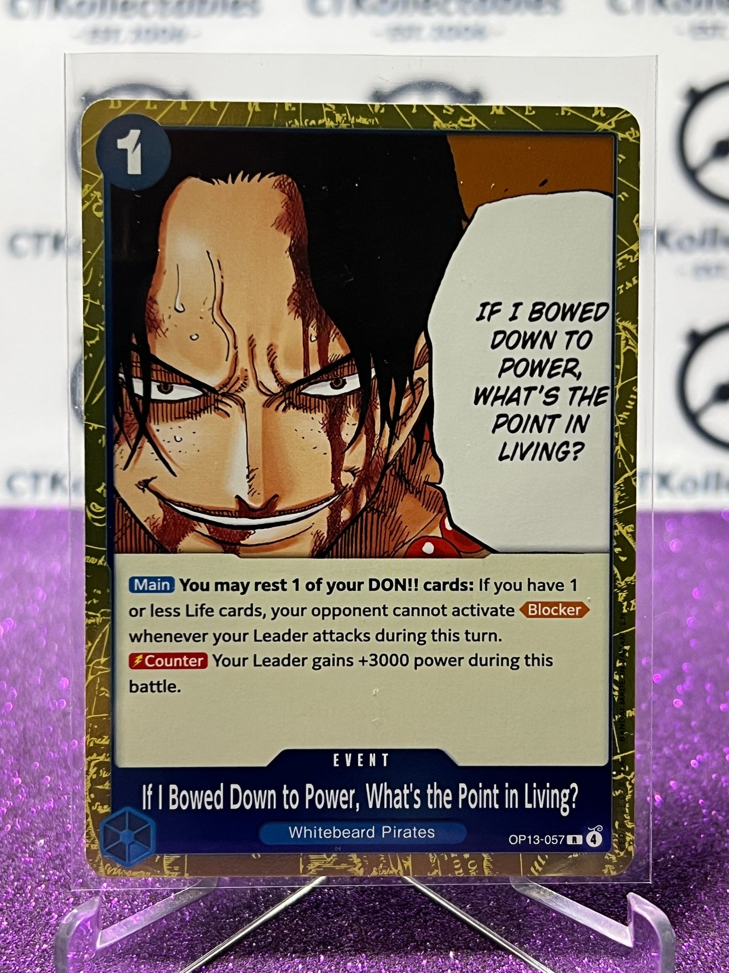 2025 ONE PIECE CARRYING ON HIS WILL IF I BOWED DOWN TO POWER, WHAT'S THE POINT OF LIVING?# OP13-057 R FOIL ENGLISH TRADING GAME CARD