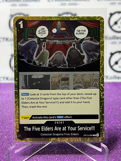 2025 ONE PIECE CARRYING ON HIS WILL THE FIVE ELDERS ARE AT YOUR SERVICE!!! # OP13-096 R FOIL ENGLISH TRADING GAME CARD
