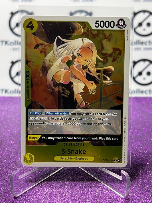 2025 ONE PIECE CARRYING ON HIS WILL S-SNAKE # OP13-114 R FOIL ENGLISH TRADING GAME CARD