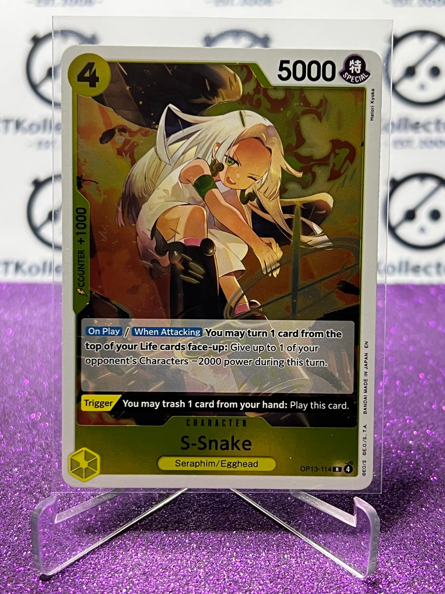 2025 ONE PIECE CARRYING ON HIS WILL S-SNAKE # OP13-114 R FOIL ENGLISH TRADING GAME CARD