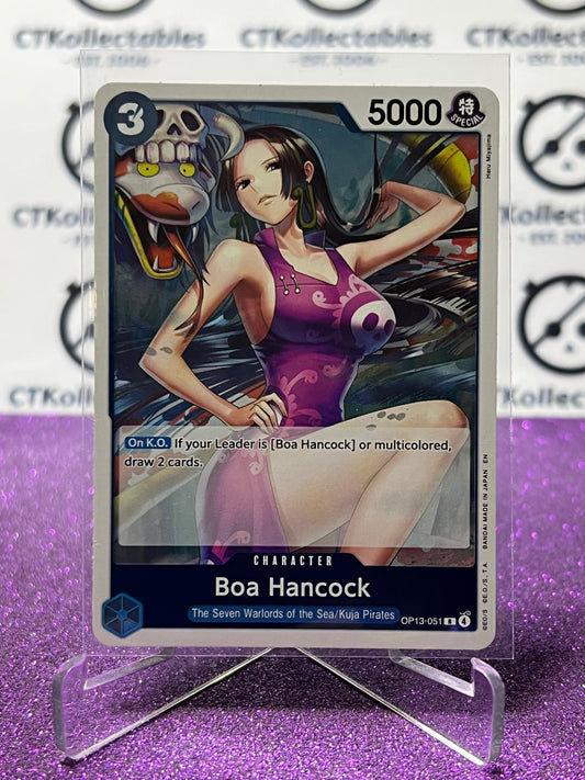 2025 ONE PIECE CARRYING ON HIS WILL BOA HANCOCK # OP13- 051 R FOIL ENGLISH TRADING GAME CARD