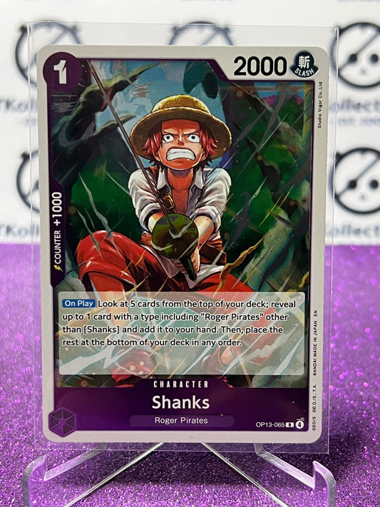 2025 ONE PIECE CARRYING ON HIS WILL SHANKS # OP13- 065 R FOIL ENGLISH TRADING GAME CARD