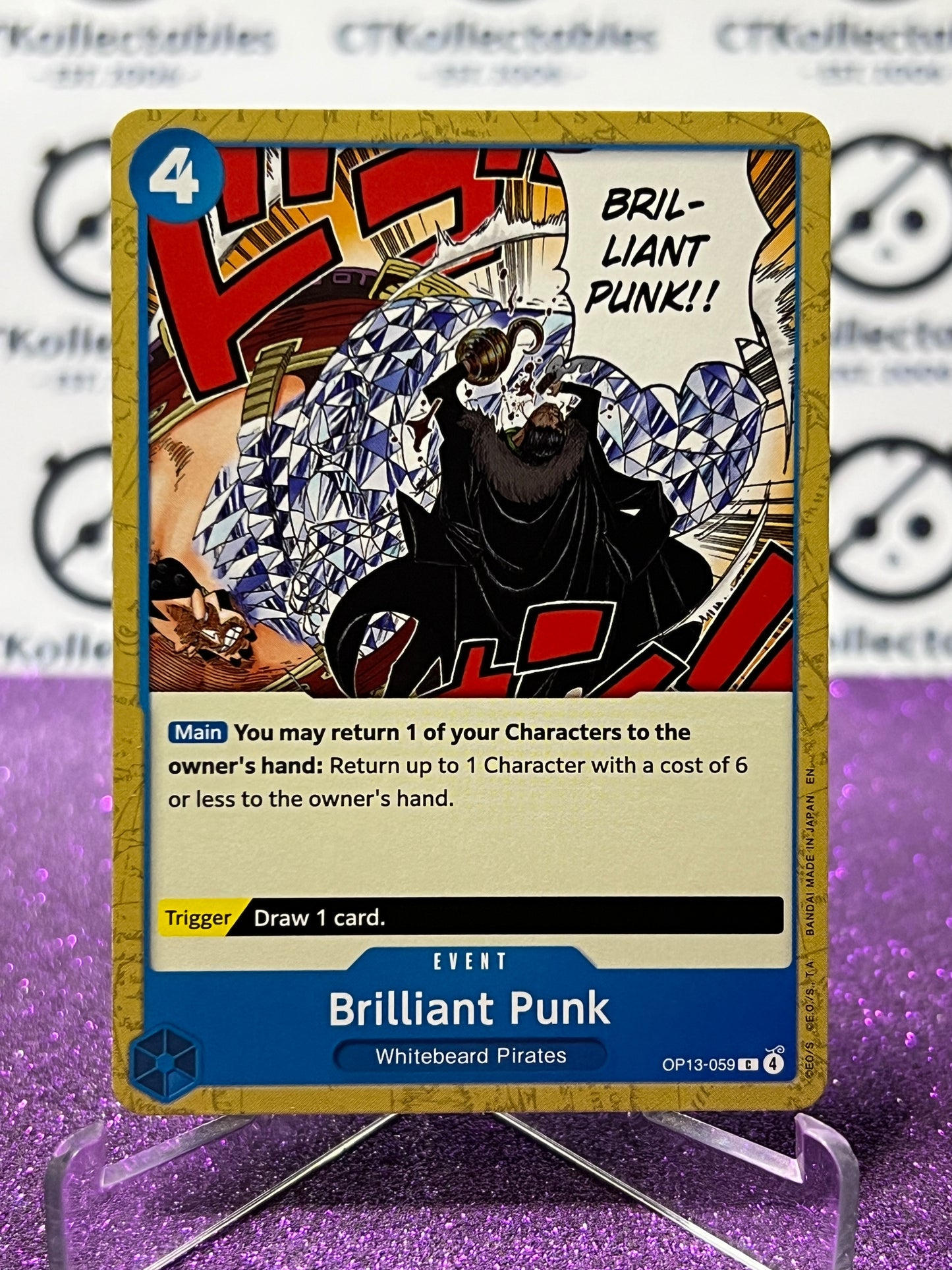 2025 ONE PIECE CARRYING ON HIS WILL BRILLIANT PUNK # OP13-059  C GOLD NON-FOIL ENGLISH TRADING GAME CARD