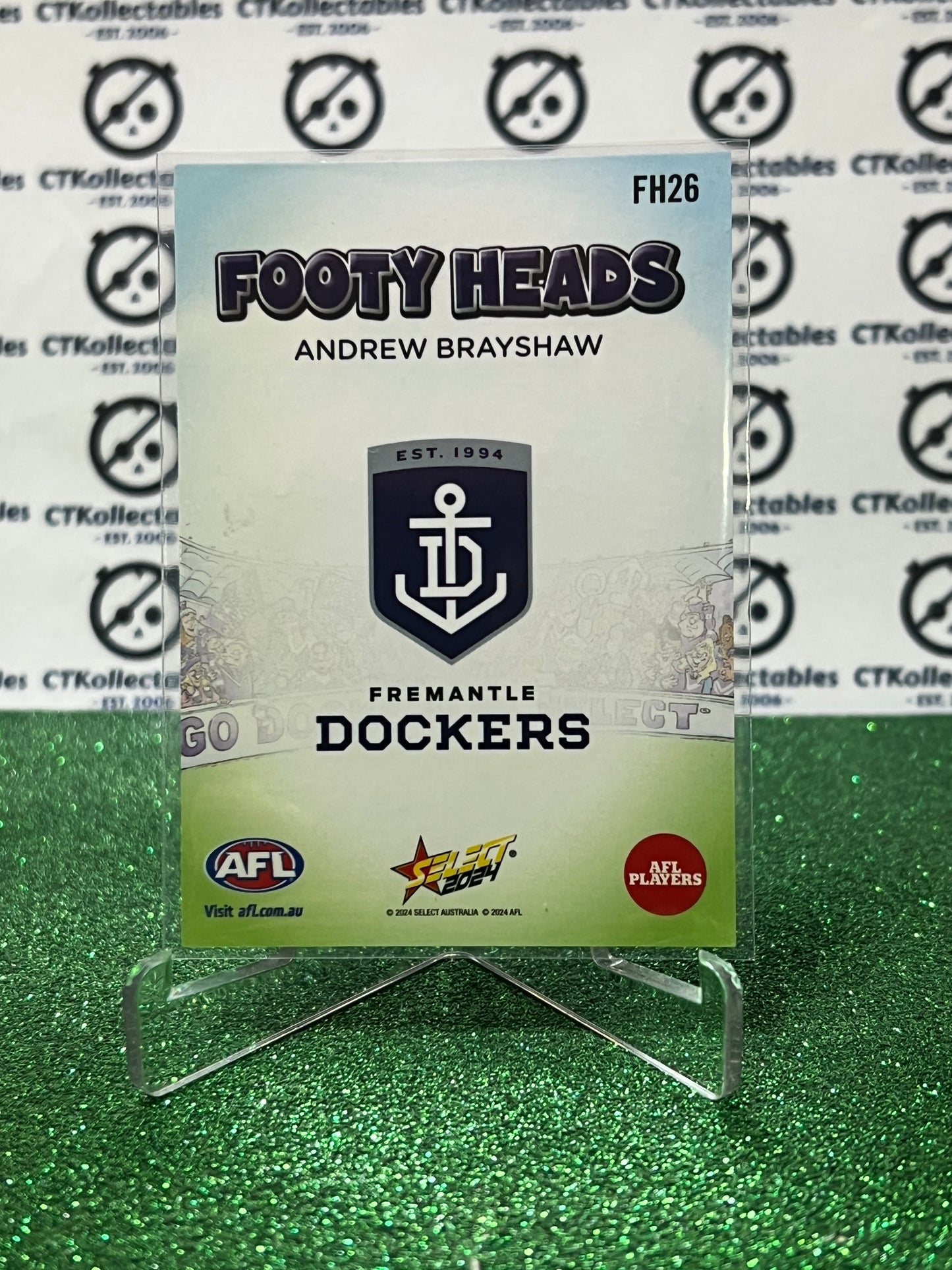 2024 AFL SELECT FOOTY STARS ANDREW BRAYSHAW # FH26 FOOTY HEADS FREMANTLE DOCKERS