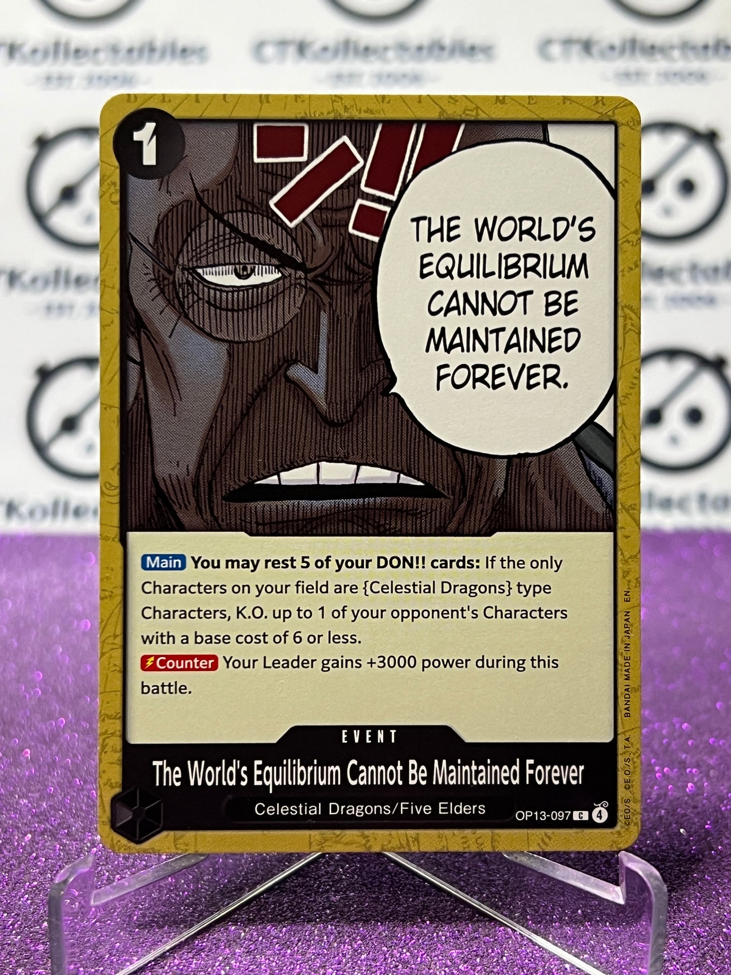 2025 ONE PIECE CARRYING ON HIS WILL THE WORLD'S EQUILIBRIUM CANNOT BE MAINTAINED FOREVER # OP13-097  C GOLD NON-FOIL ENGLISH TRADING GAME CARD