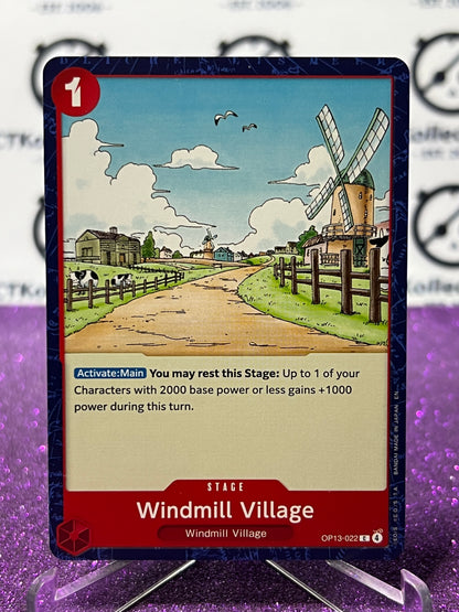 2025 ONE PIECE CARRYING ON HIS WILL WINDMILL VILLAGE # OP13-022  C BLUE NON-FOIL ENGLISH TRADING GAME CARD