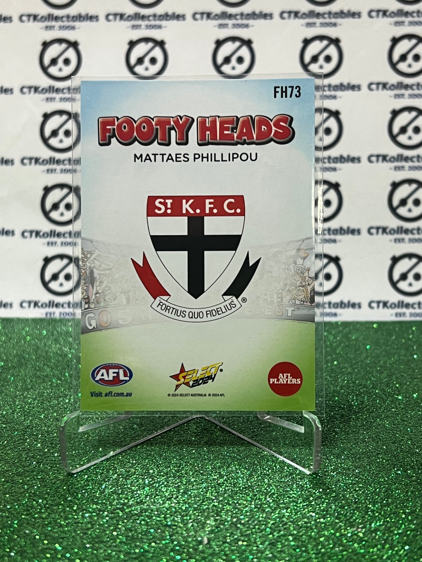 2024 AFL SELECT FOOTY STARS MATTAES PHILLIPOU # FH73 FOOTY HEADS ST.KILDA SAINTS