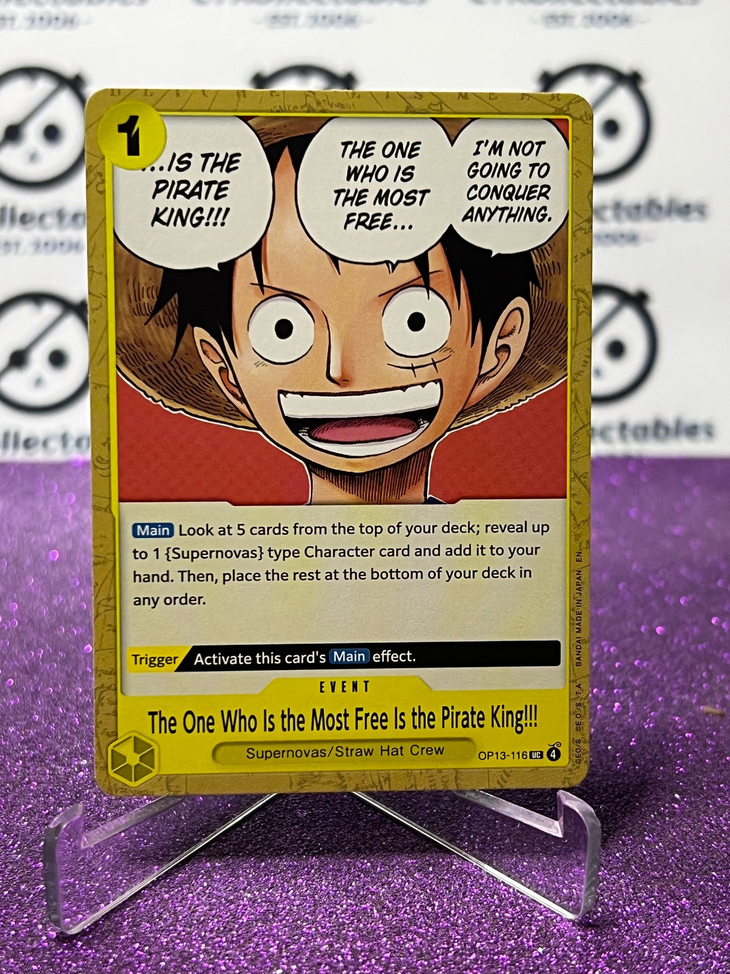 2025 ONE PIECE CARRYING ON HIS WILL THE ONE WHO IS THE MOST FREE IS THE PIRATE KING!!! # OP13-116  UC GOLD NON-FOIL ENGLISH TRADING GAME CARD