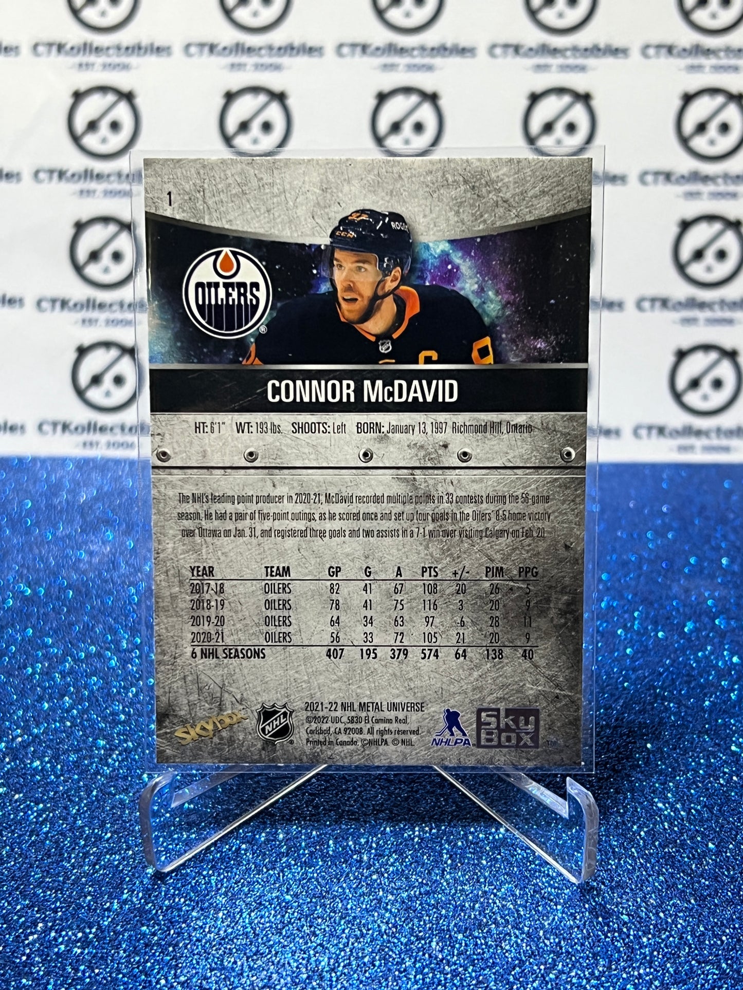 2021-22 SKYBOX METAL UNIVERSE CONNOR McDAVID # 1 NHL EDMONTON OILERS HOCKEY CARD