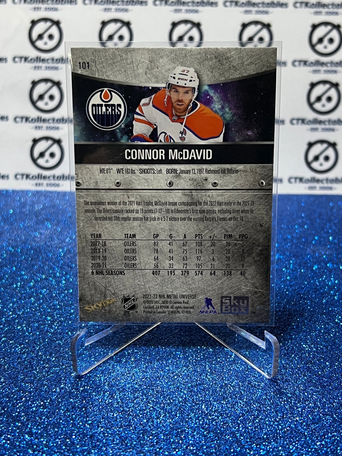 2021-22 SKYBOX METAL UNIVERSE CONNOR McDAVID # 101 NHL EDMONTON OILERS HOCKEY CARD