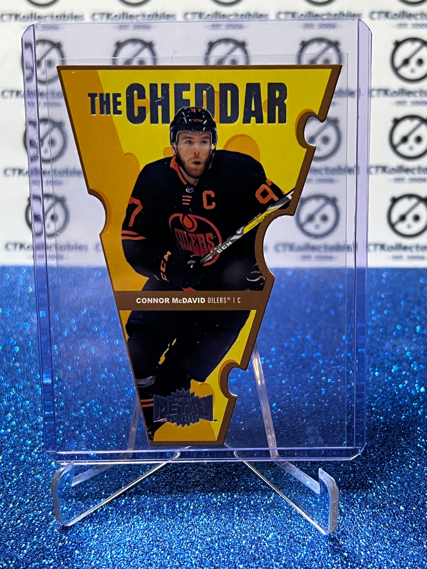 2021-22 SKYBOX METAL CONNOR McDAVID # TC-1 THE CHEDDAR ERROR EDMONTON OILERS HOCKEY CARD