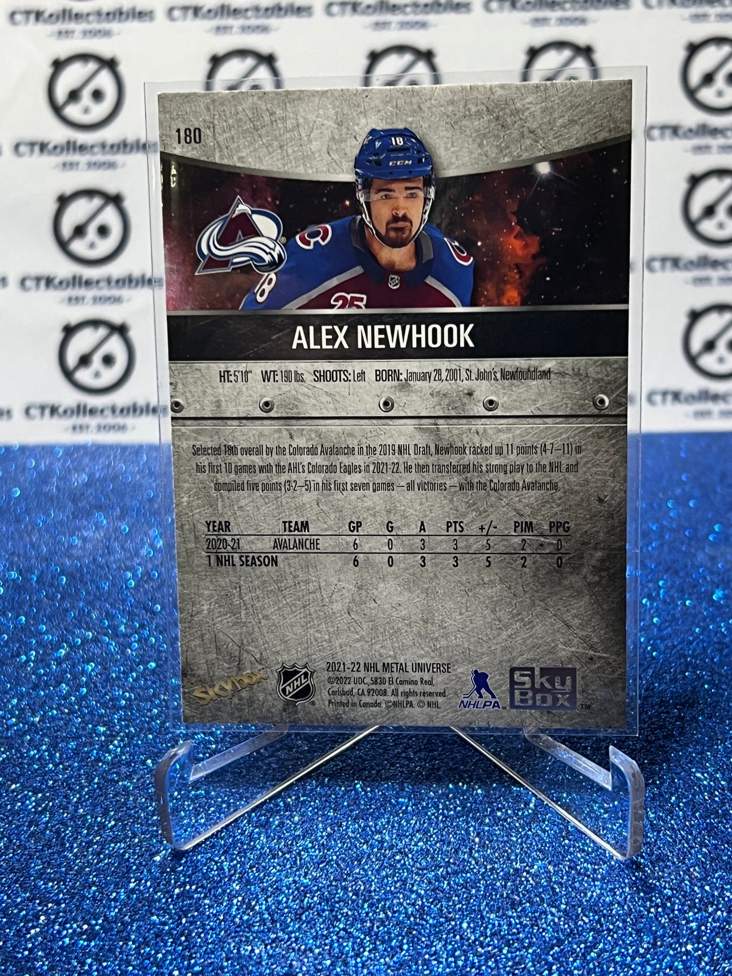 2021-22 SKYBOX METAL ALEX NEWHOOK # 180 ROOKIE COLORADO AVALANCHE HOCKEY CARD