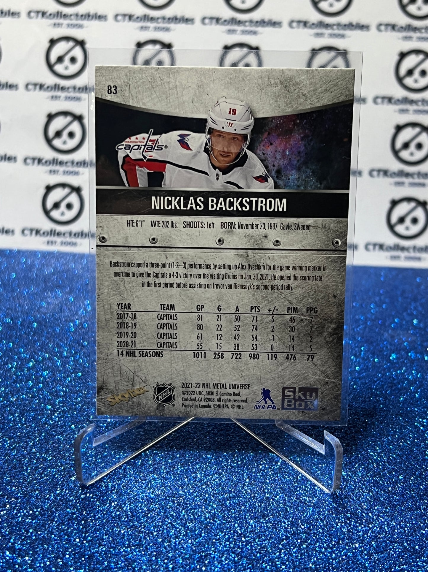 2021-22 SKYBOX METAL NICKLAS BACKSTROM # 83 WASHINGTON CAPITALS HOCKEY CARD