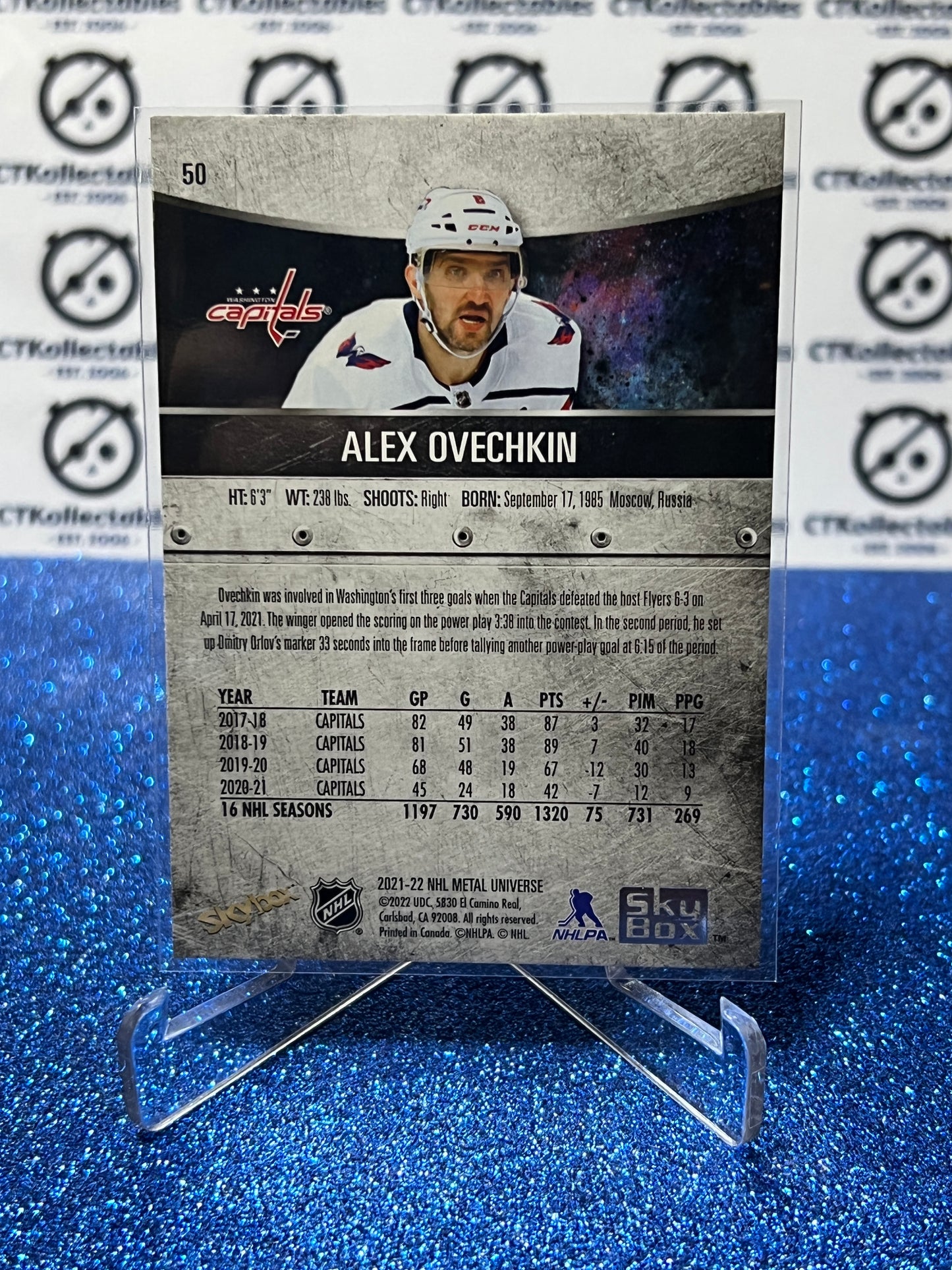 2021-22 SKYBOX METAL ALEX OVECHKIN # 50 WASHINGTON CAPITALS HOCKEY CARD